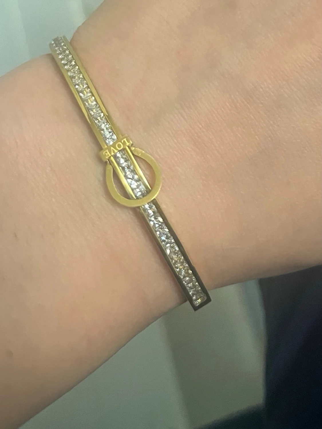 Gulddoppat/guldpläterat armband med strass