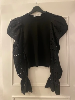 Svart eller stretchig topp från Zara, storlek S - Svart eller stretchig topp från Zara, storlek S. Fina ärmar. Ser ut som ny.