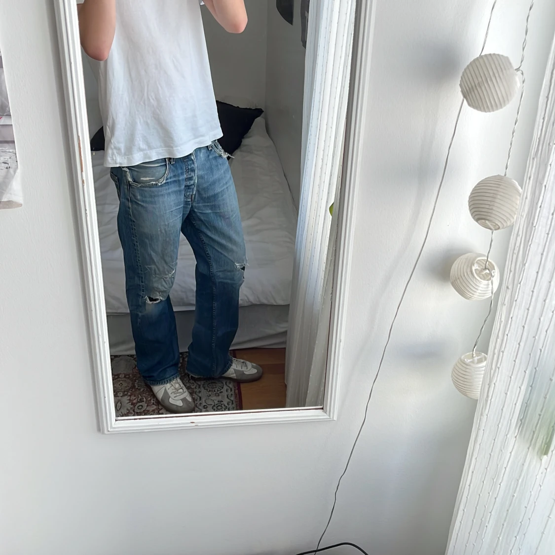 Levi's 501 slitna blå jeans - 4