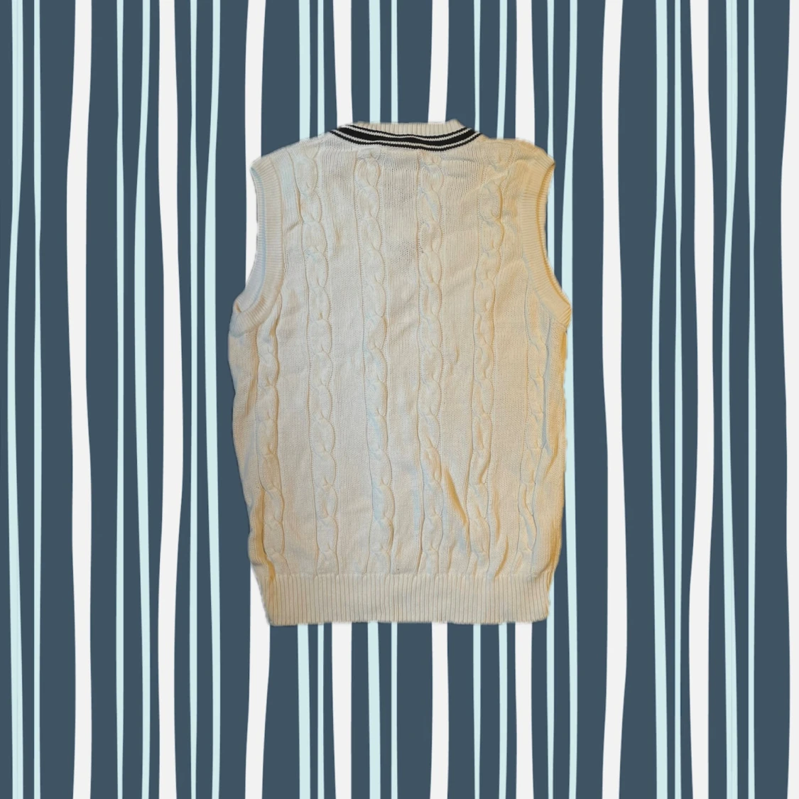 Vintage kabelstickad väst från Lacoste - 3