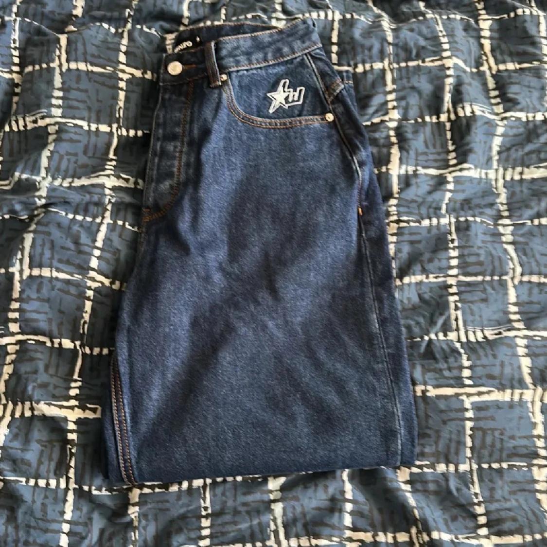 Blå wide jeans från Lorenzo, stl 32 - 4