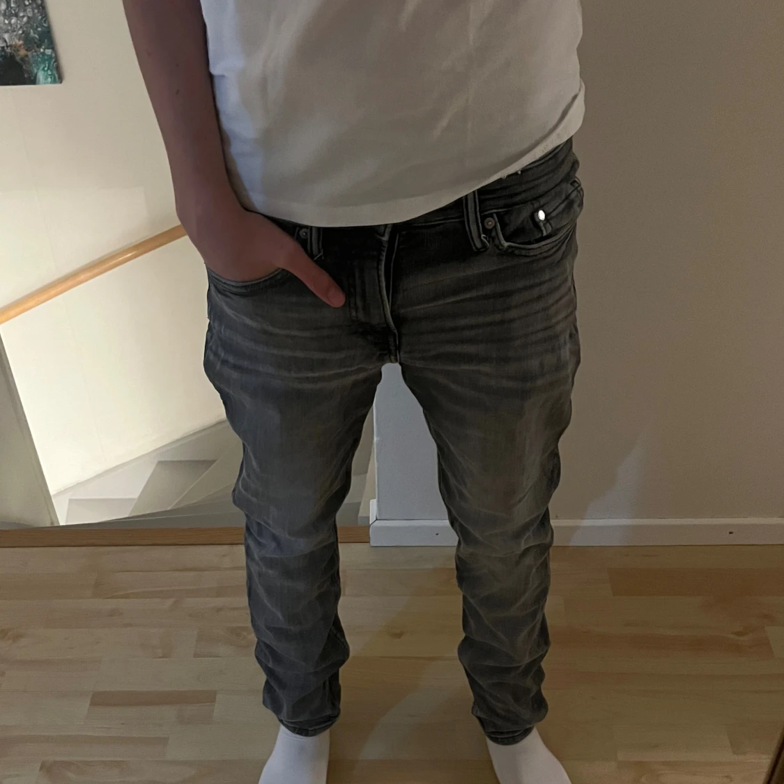 Slim fit grå jeans från H&M - 3
