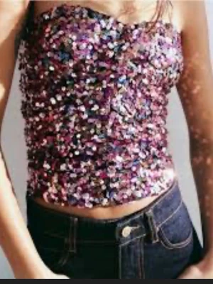 Zara paljetttopp - Glittrig  topp från Zara strl S
