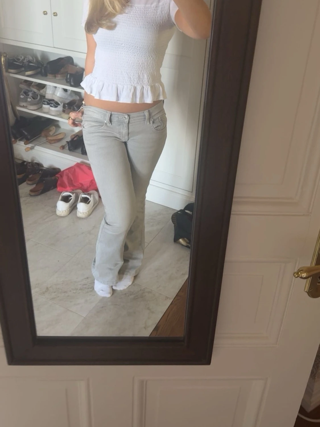 Ljusgrå bootcut jeans - 2