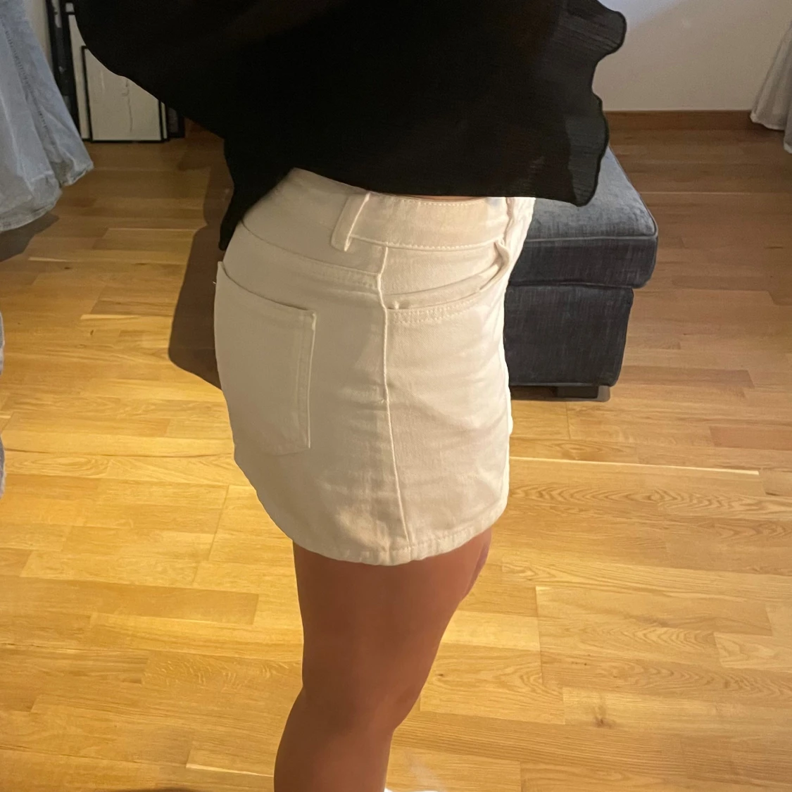 Vit jeanskjol med fickor - 1