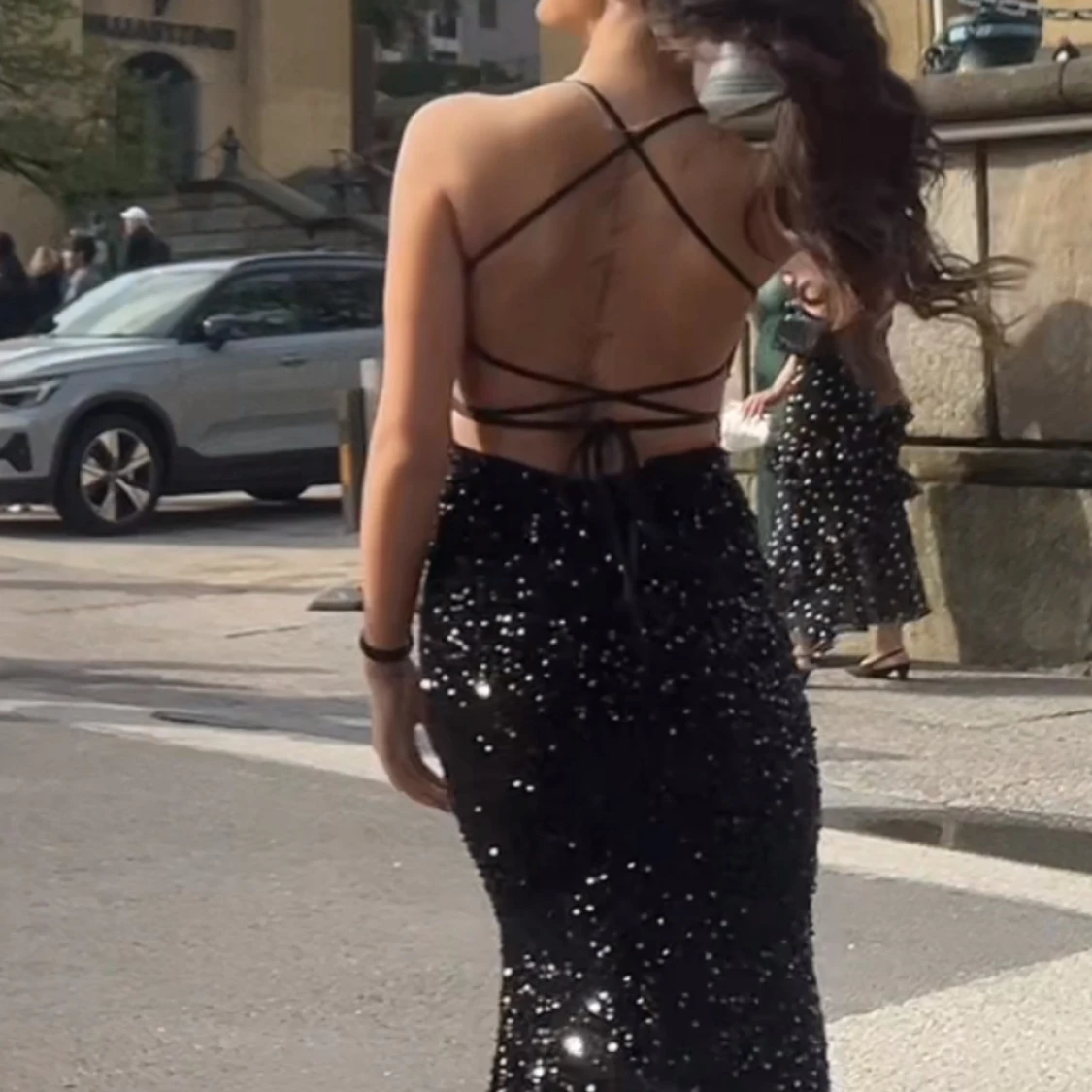 Svart glittrig balklänning  - 1