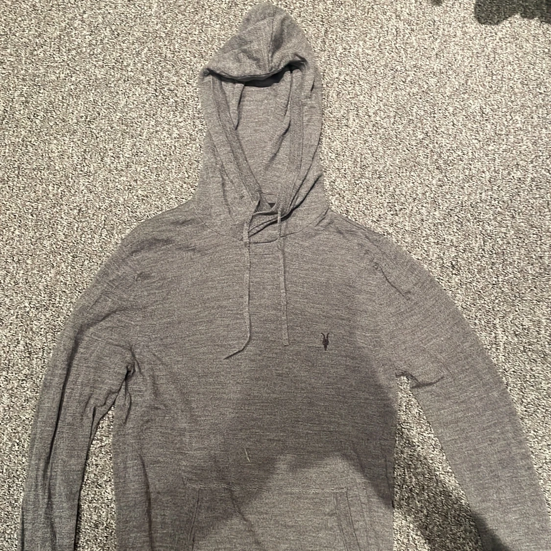 Grå merino hoodie