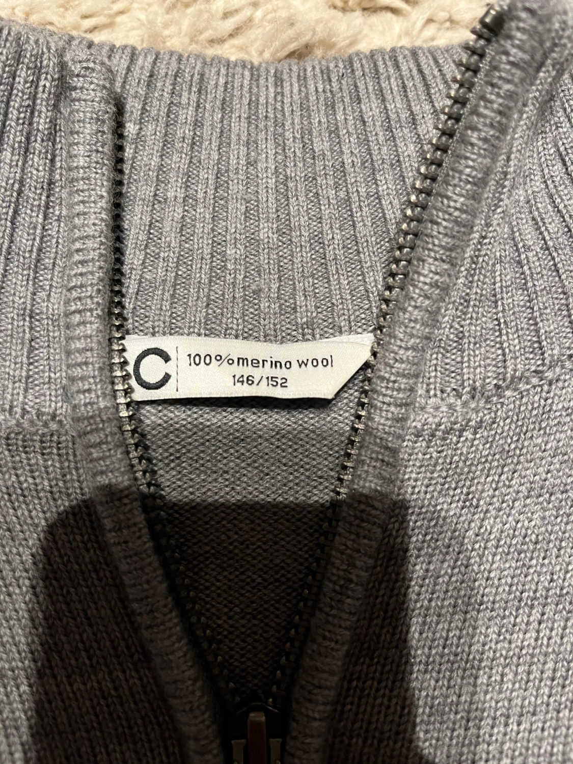 Grå half zip tröja i merinoull - 3