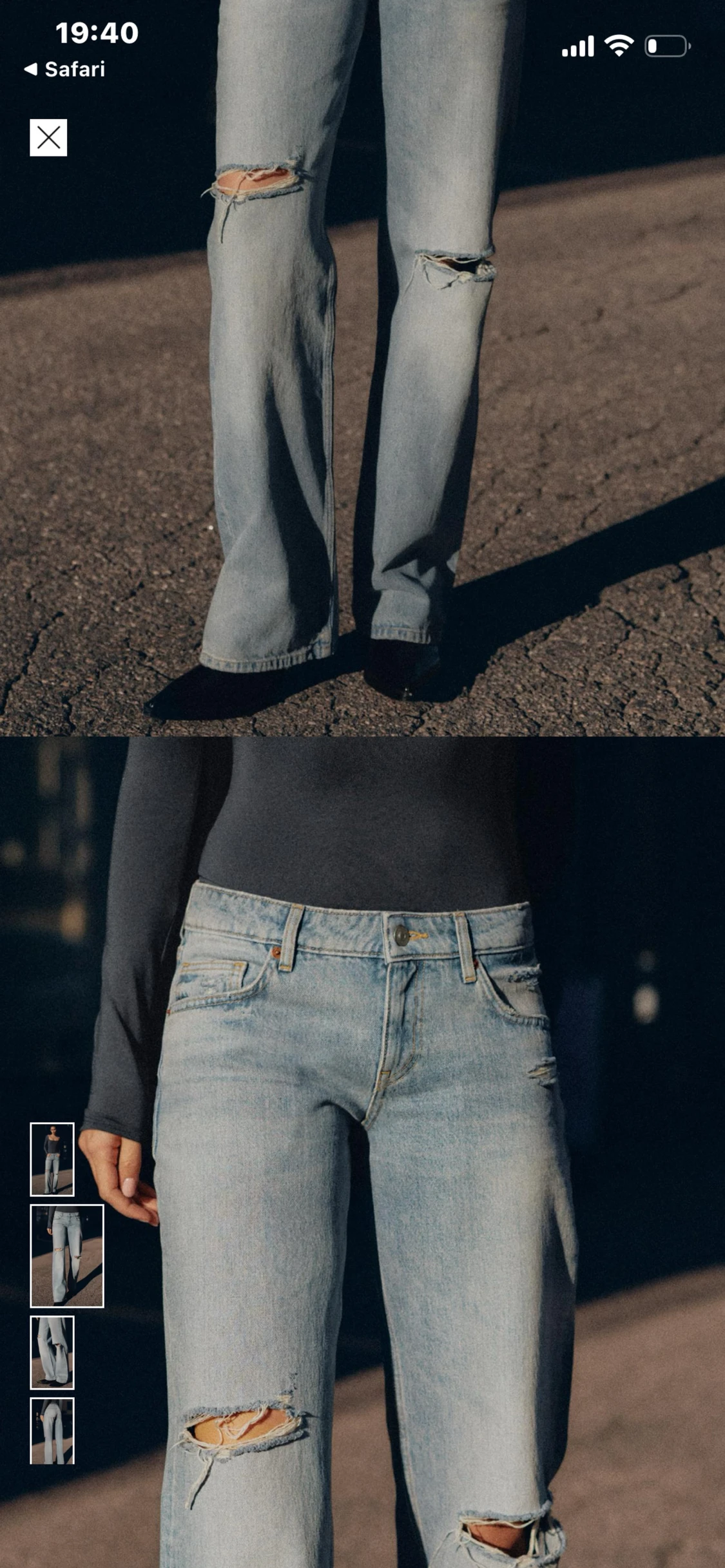 Ljusa lågmidjade jeans med hål 🩷