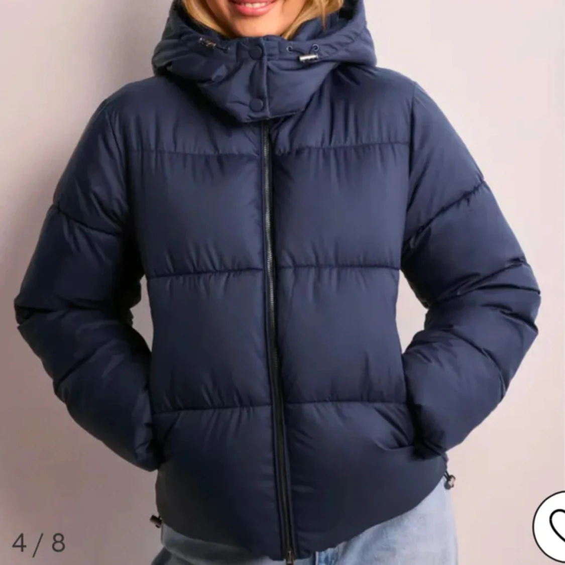 Mörkblå pufferjacka med huva- Nelly - 1