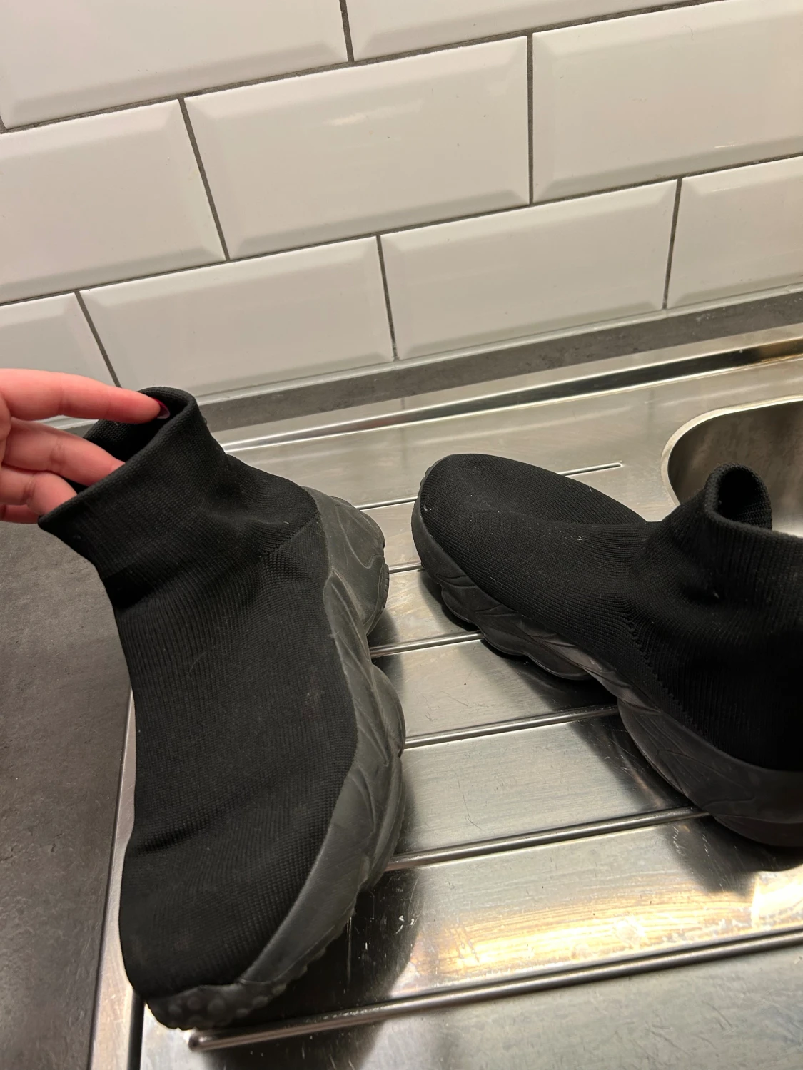 Svarta sock-sneakers med platt sula - 1