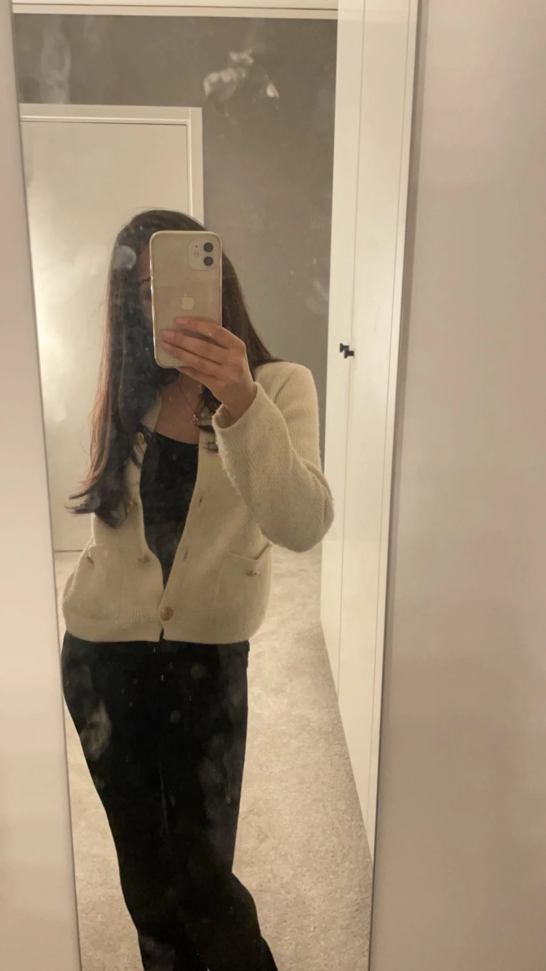 Beige stickad kofta  - 1