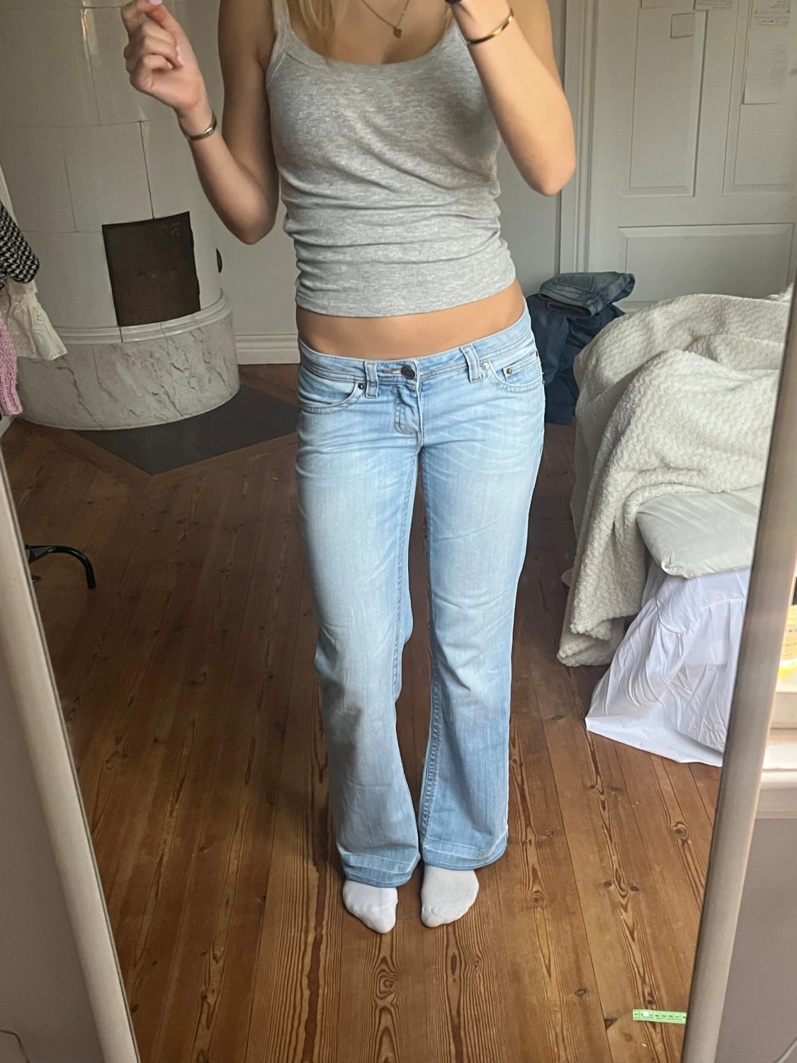 Ljusblå vintage jeans  - 1