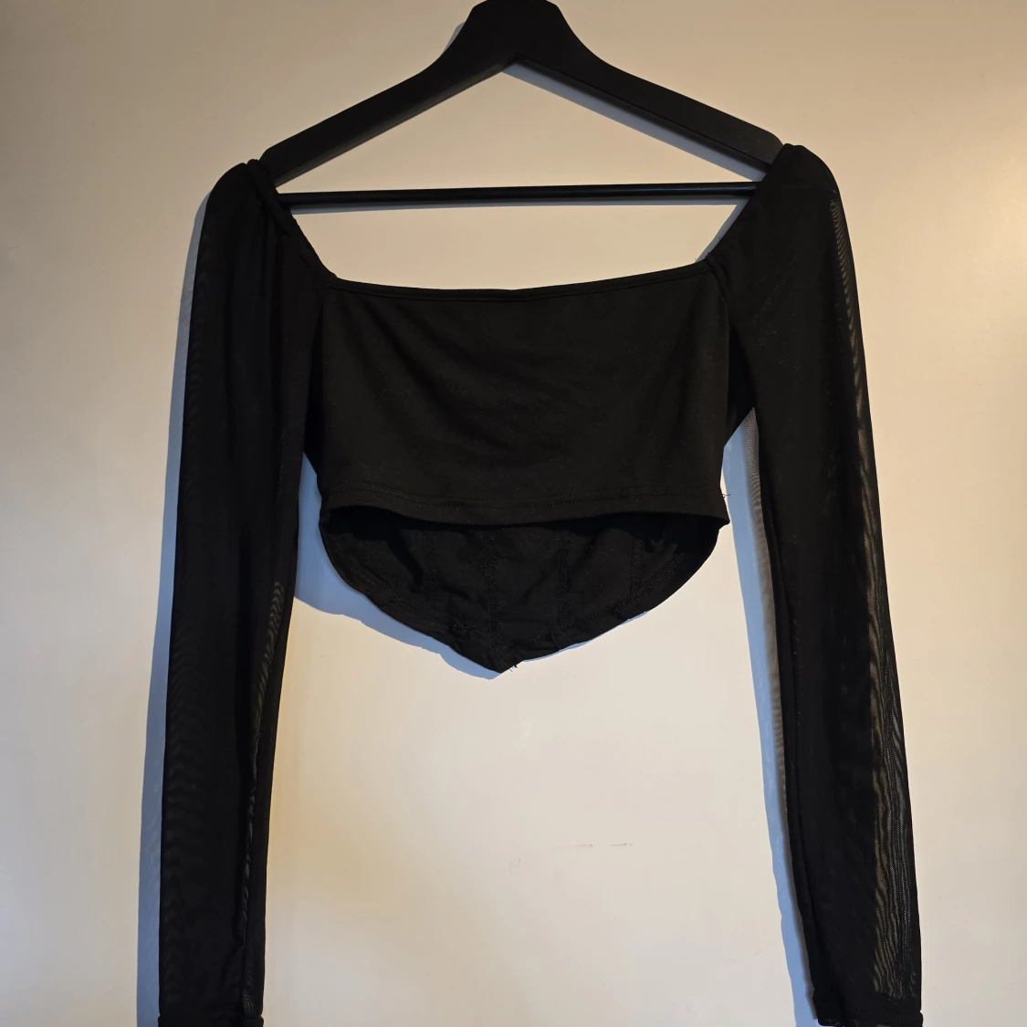 Svart långärmad korsett-topp - 2