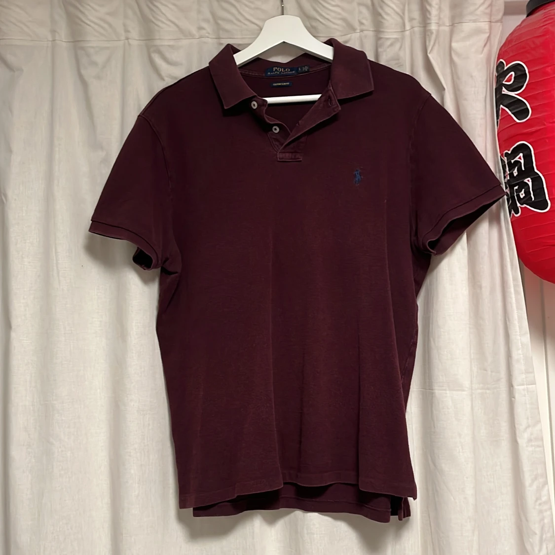 Vinröd pikétröja Polo Ralph Lauren L