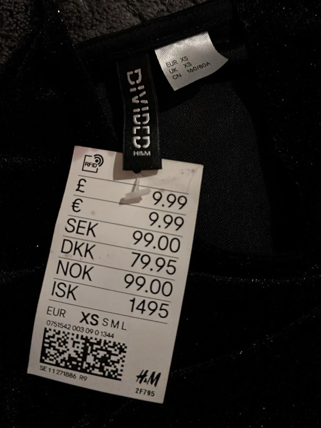 Svart glittrig klänning H&M Divided XS