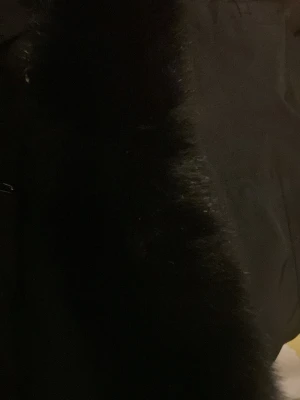 Svart dunjacka Moose Knuckles - Säljer en svart dunjacka från Moose Knuckles med fet päls på huvan och snygga metalldetaljer på ärmen. Jackan har broderad hockeypatch på ryggen och är fodrad för att hålla dig varm. Perfekt för dig som vill sticka ut med en ikonisk vinterjacka.