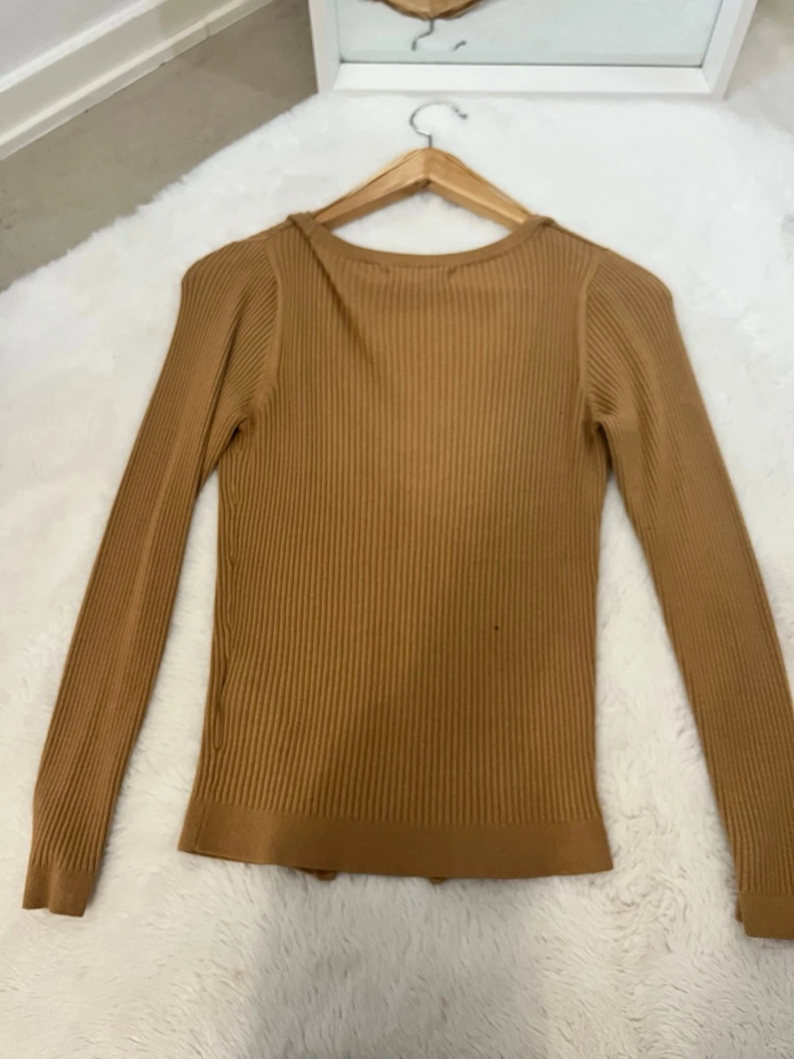 Ribbad beige kofta från Amisu XS - 3