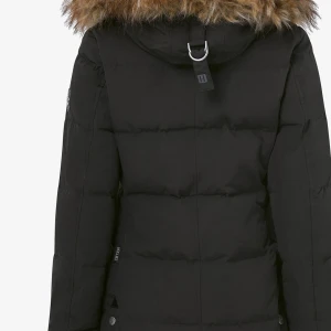 Svart dunjacka från Hollister - Säljer en svart dunjacka från Hollister med fluffig fuskpäls på huvan. Jackan har dragkedja och knappar framtill, snörning vid huvan och två fickor med dragkedja. Perfekt för kalla dagar med sin tjocka och quiltade design.