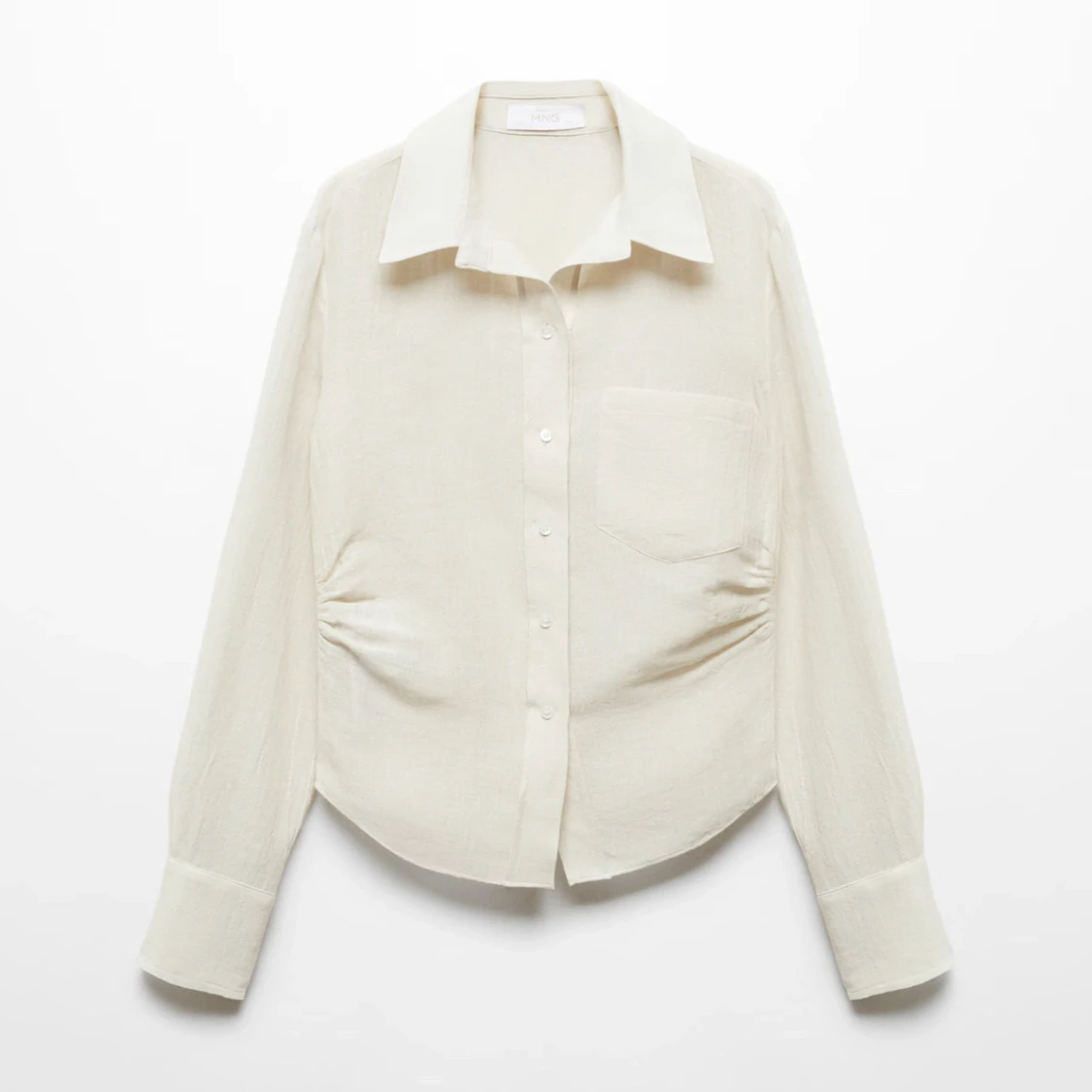 Linneskjorta med draperad detalj - 3