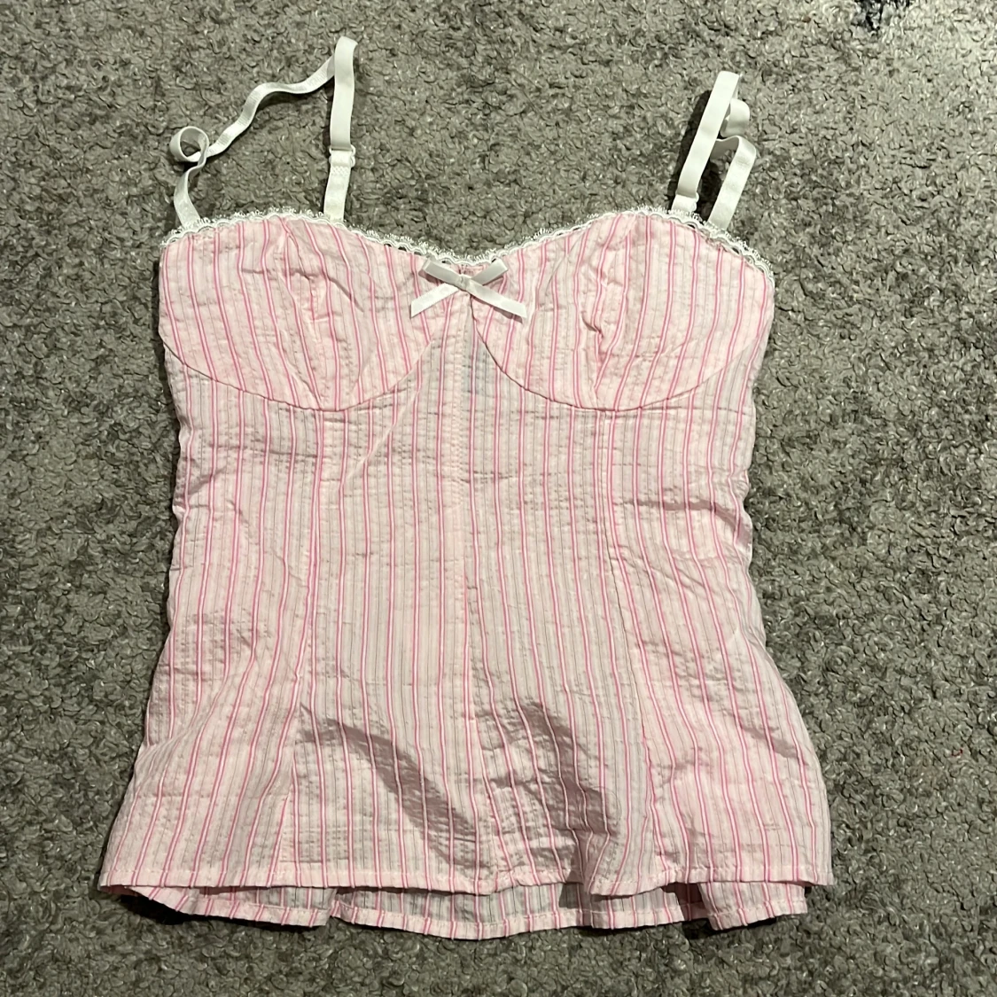 Rosa randig korsettopp  - 1