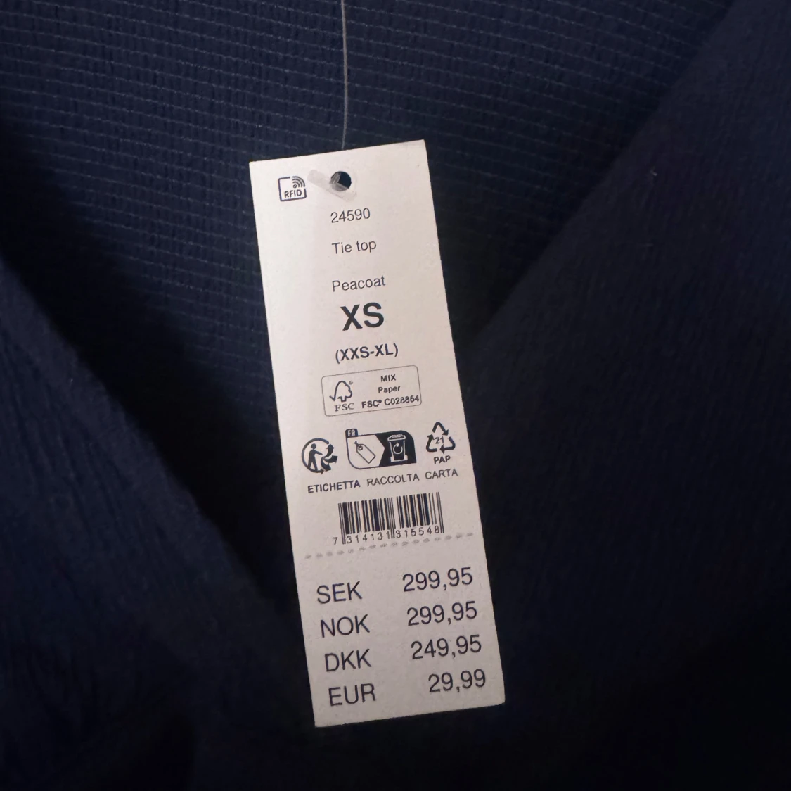 Mörkblå omlottopp med knytband - 3