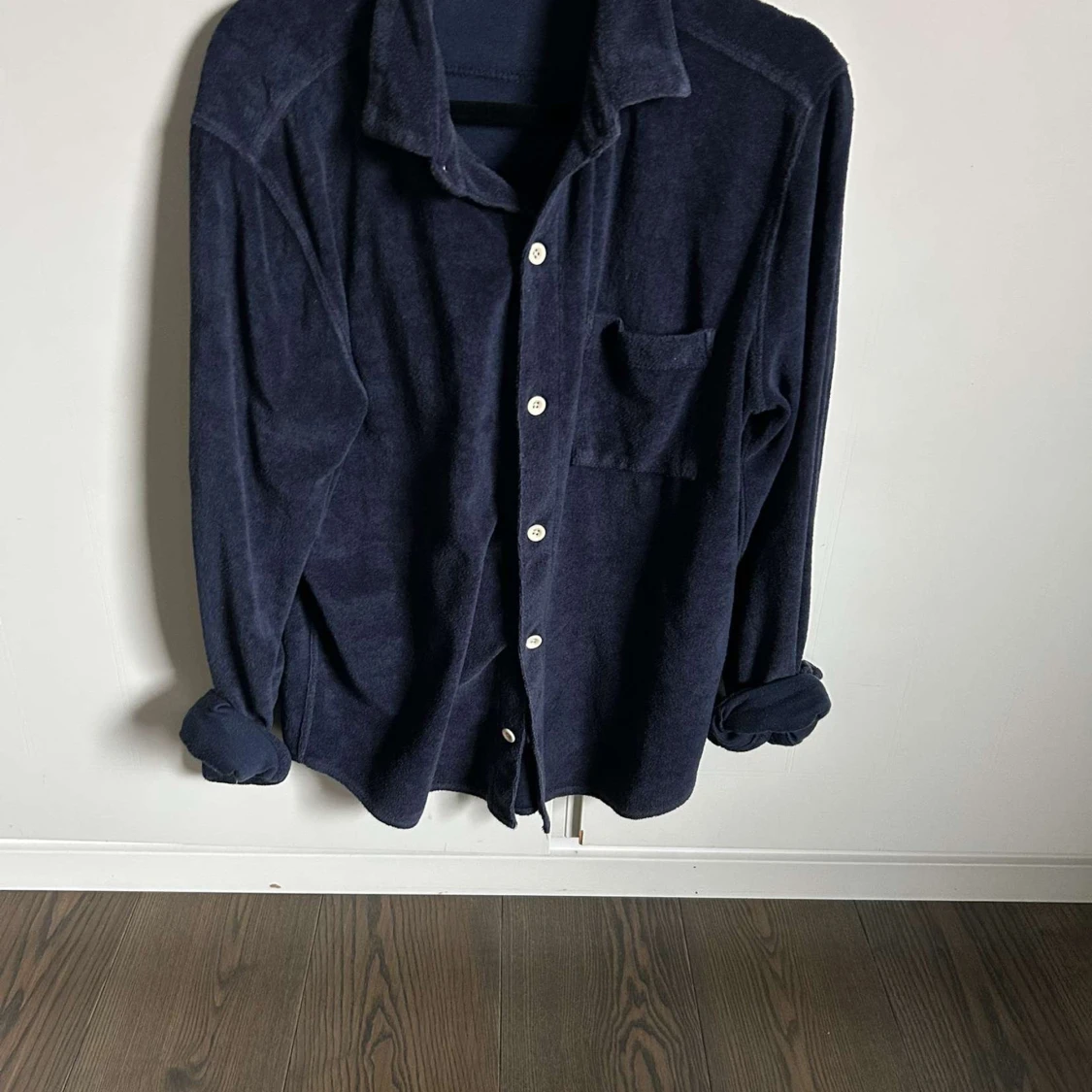 Mörkblå frotté overshirt