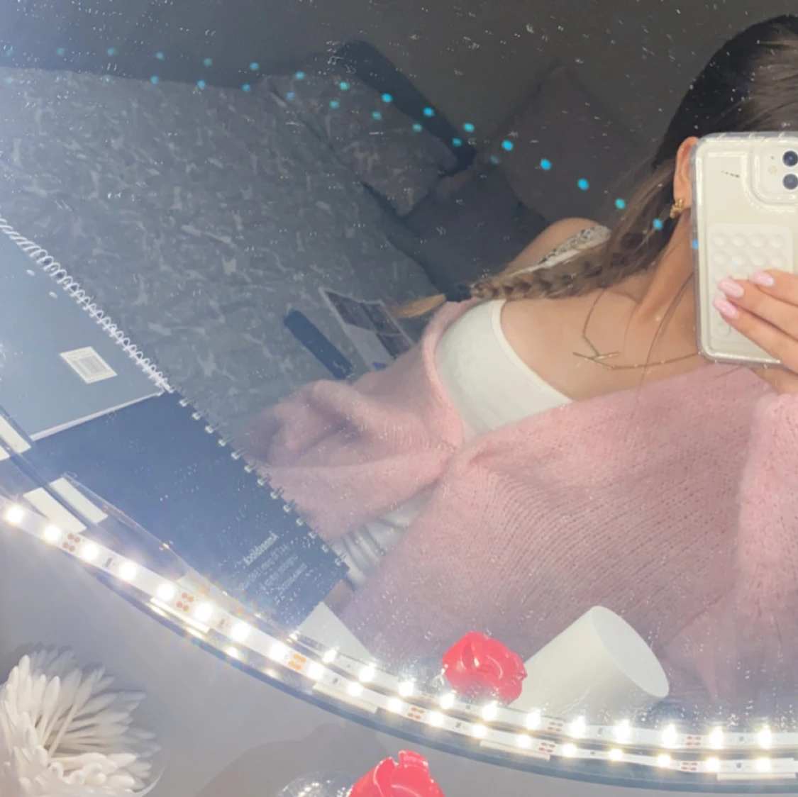 Rosa stickad  kofta från Lindex 