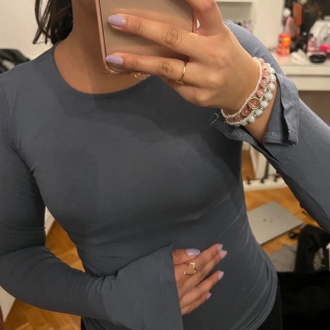 Gammalblå långärmad topp från Gina Tricot