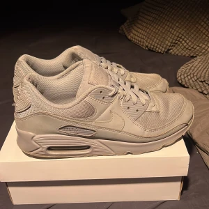 Grå Nike Air Max sneakers - Snygga grå Nike Air Max sneakers med klassisk design och bekväm passform. Skorna har en synlig luftdämpning i sulan och är perfekta för både vardag och träning. 8/10 skick!