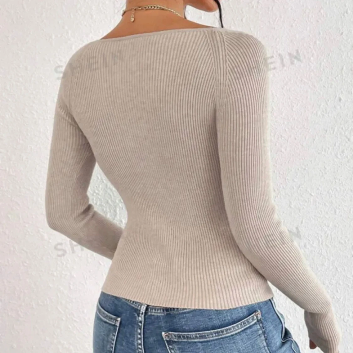 Beige ribbad topp från Shein - 90