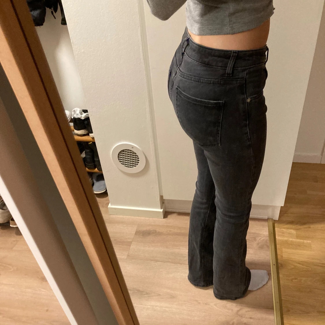 Lågmidjade bootcut jeans svarta - 91