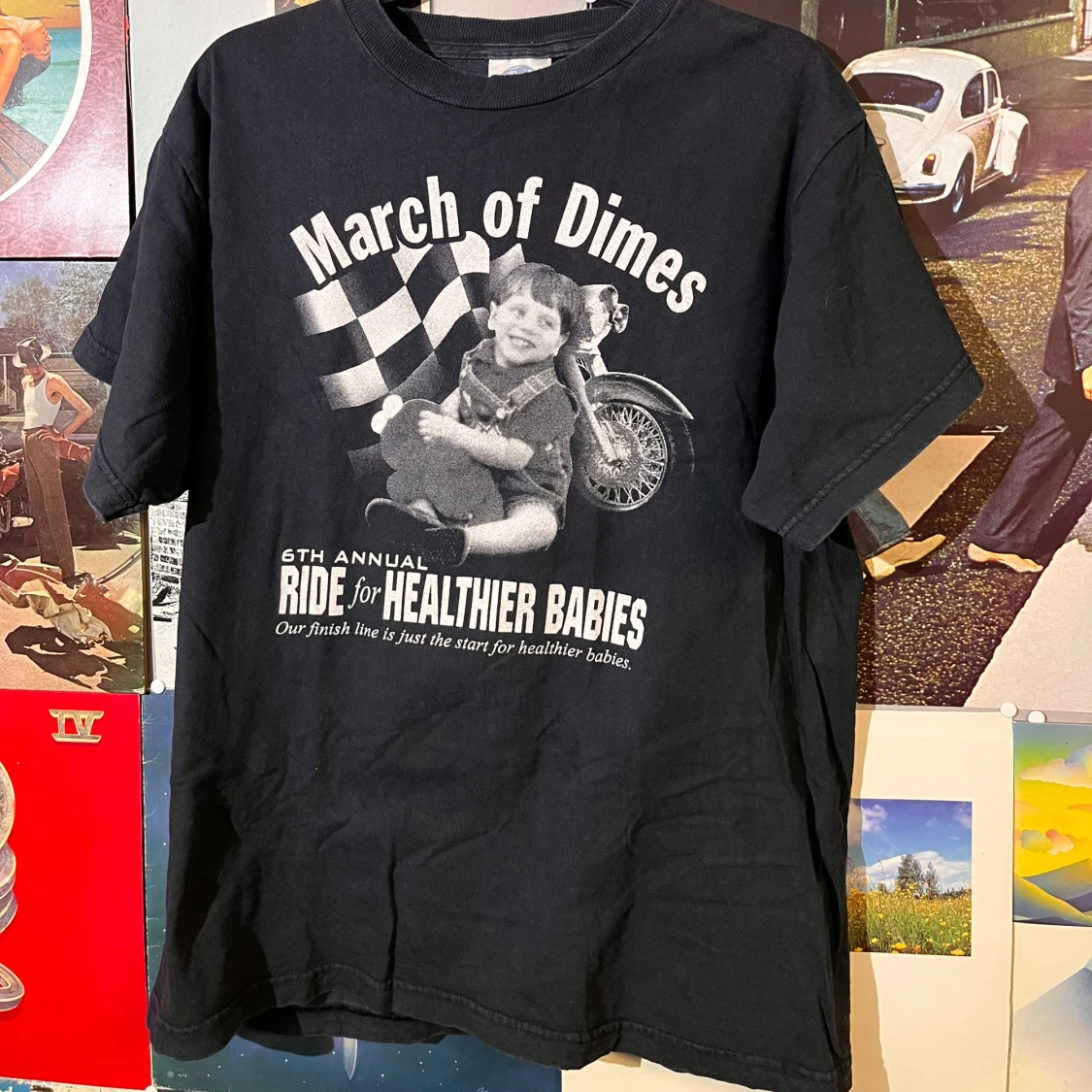 Svart vintage t-shirt med March of Dimes-tryck