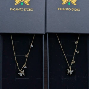 Fjäril halsband set (VX120) - Silver S925. Guldplätering.