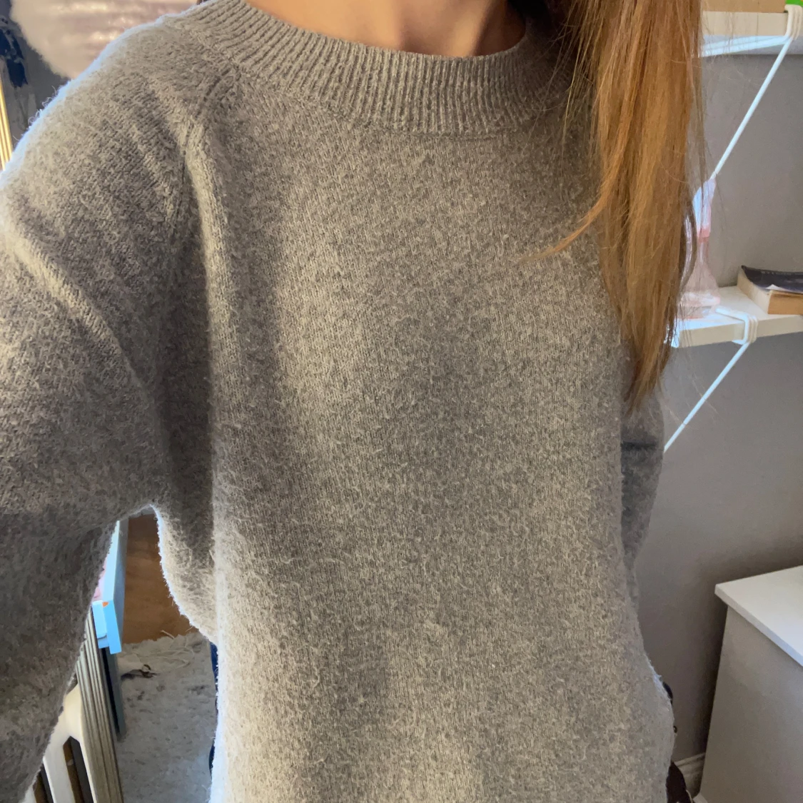 Grå stickad tröja - 90