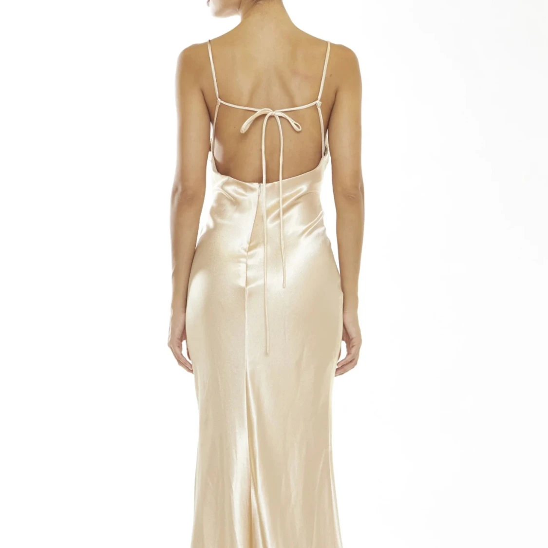 Champagnefärgad sidenklänning - 2