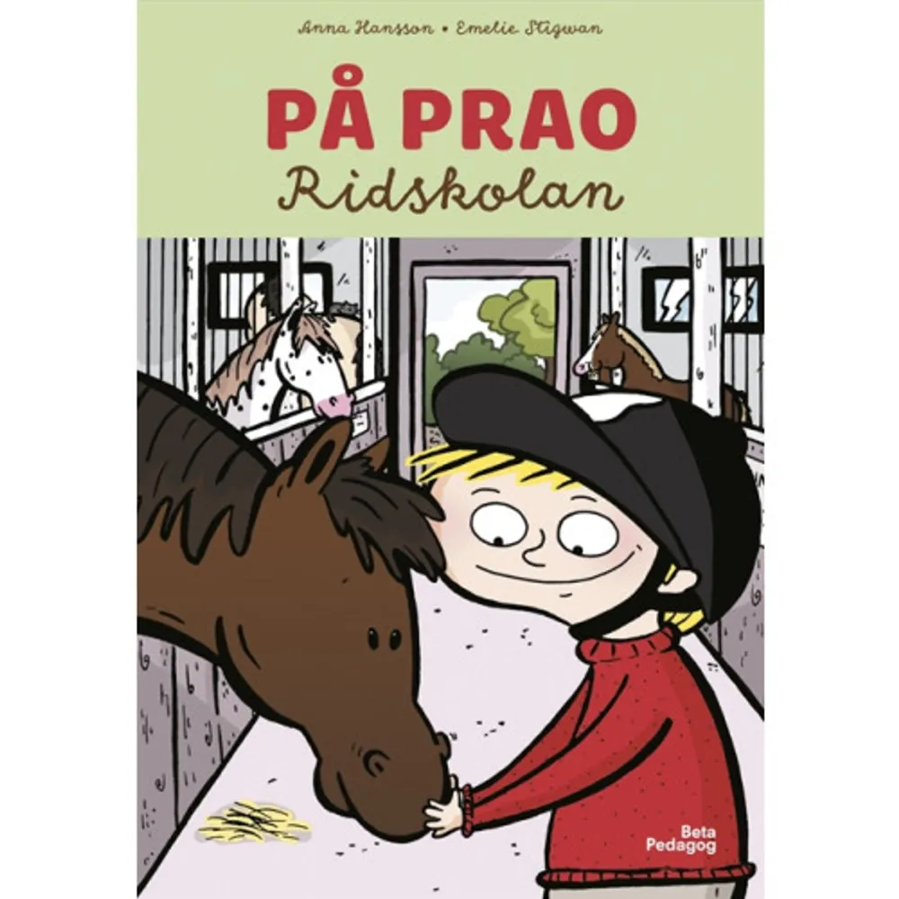 Följ med eleverna i klass 2B på prao. Roliga bilder och berättelser med knorr. Kanske lär du dig några nya ord.  Ivan ska vara hos Lise på ridskolan Han får hjälpa till med att mocka och rykta. Ivan har aldrig ridit förr, men kanske kan han få prova att sitta på en häst.  Bokserien På prao är trevliga berättelser i vardagliga miljöer, med syfte att både locka till läsning och öka ordförståelsen.  Anna Hansson är utbildad lärare och skriver böcker som hon själv hade velat läsa som barn. Spännande, fantasifulla och roliga.  Emelie Stigwan illustrerar serier och böcker för barn. Hennes bilder kännetecknas av färg, humor och ett öga för detaljer.    Format Inbunden   Omfång 31 sidor   Språk Svenska   Förlag Beta Pedagog AB   Utgivningsdatum 2018-01-04   Medverkande Emelie Stigwan   ISBN 9789188009494  . Böcker.