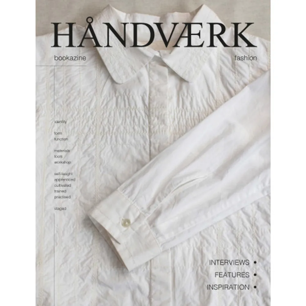 Håndværk bookazine no. 8 takes us on a fashion-themed tour of Denmark. It starts out in Randers, with a visit to the Rhanders glove factory. On the way from Randers to Copenhagen, we meet Søren Nikolaj Skyt who runs the knitwear company S. N. S. Herning, founded by his grandfather in 1919 as well as the next generation of designers at Design School Kolding. In the southern part of the island of Funen, we meet weaver and textile designer Stine Skytte, and in the main city of the island, Odense, we talk fashion history at the museum Tidens Samling. In Copenhagen, we have a chat with designer Jan Machenhauer and cap-maker Wilgart, among others, and visit designer and shoe manufacturer Eva Bartels. Shoes are also the topic of conversation with Alain Leber the former head designer for Louis Vuitton and Burberry, who recently launched his own shoe brand Monsieur L. Our tour ends in Scania in southern Sweden, where we meet Karl Berglund, who went from a career in fashion to life as a saffron farmer. The Håndværk bookazine is based in Denmark and is published by designer, photographer and writer Rigetta Klint. In the publication, Klint draws on her lengthy experience and career initially as a practicing craftsperson and designer, and later as a writer and photographer. Her approach is driven by high standards and dedication. With a clear and consistent emphasis on craftsmanship and materiality, the Håndværk bookazine portrays the living and changing practice of design and craft through in-depth interviews and portraits painted in both words and images. It focuses on craft in its own right and as a necessary basis for architecture, art, fashion, interior design, as well as for a good meal.    Format Övrigt   Omfång 157 sidor   Språk Engelska   Förlag Arvinius+Orfeus Publishing   Utgivningsdatum 2023-03-23   Medverkande Rigetta Klint   Medverkande Berit Winsnes   ISBN 9788794388016  . Böcker.