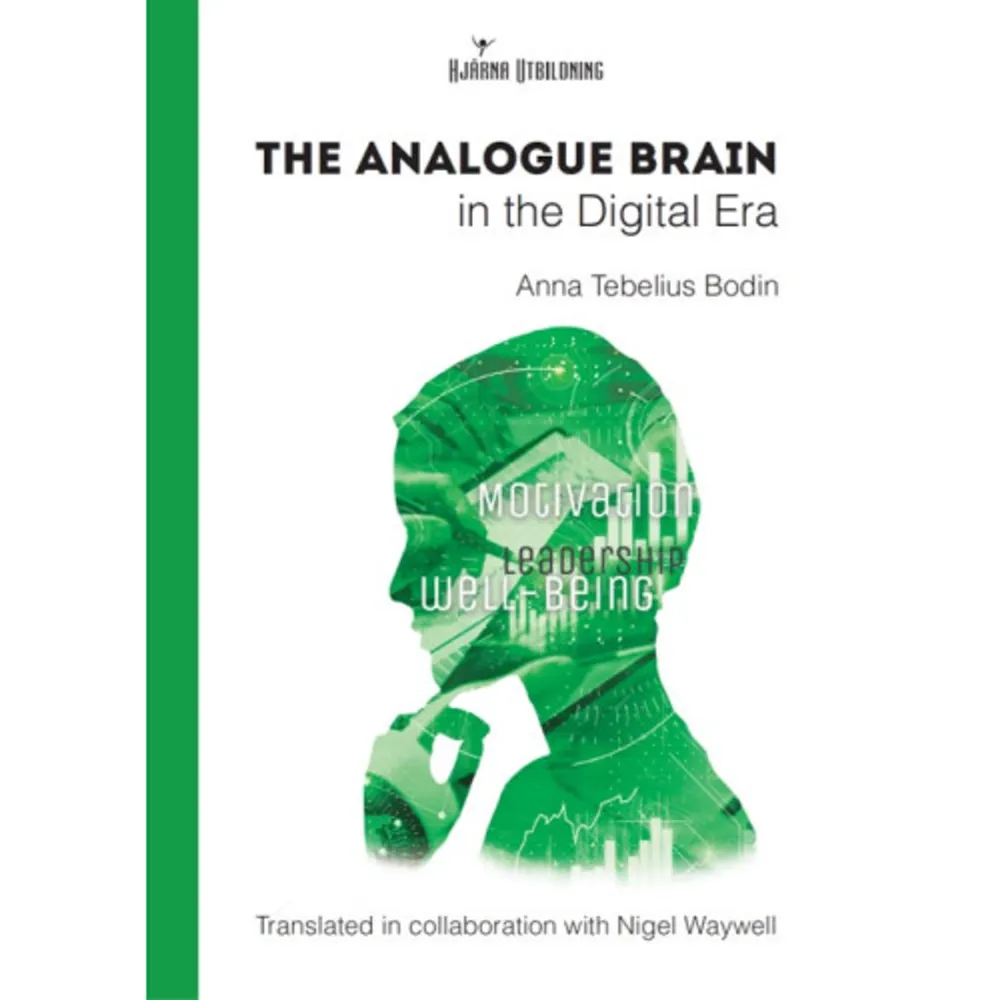 The Analogue Brain in the Digital Era considers how our ancient brain handles modern times. During the past century, we left a reality with a lack of sugar, information and relationships and entered an era with an abundance of the same. We now have the opportunity to strive towards feeling good, but are limited by a brain that remains focused on survival. At the same time, the path to well-being does not appear to be through avoiding discomfort, even though it has never been easier to do so, at least temporarily. The book provides a background as to why we think, feel and act the way we do in the work environment and at home. The author gives her perspective on what we can do to take advantage of the opportunities that we have with a brain that is both adaptive and ancient. Anna Tebelius Bodin has a master’s degree from Harvard University, USA. Today, she is an award-winning public speaker on topics related to brain functions, communication and leadership.    Format Häftad   Omfång 80 sidor   Språk Engelska   Förlag Hjärna Utbildning   Utgivningsdatum 2021-04-02   ISBN 9789151983820  . Böcker.