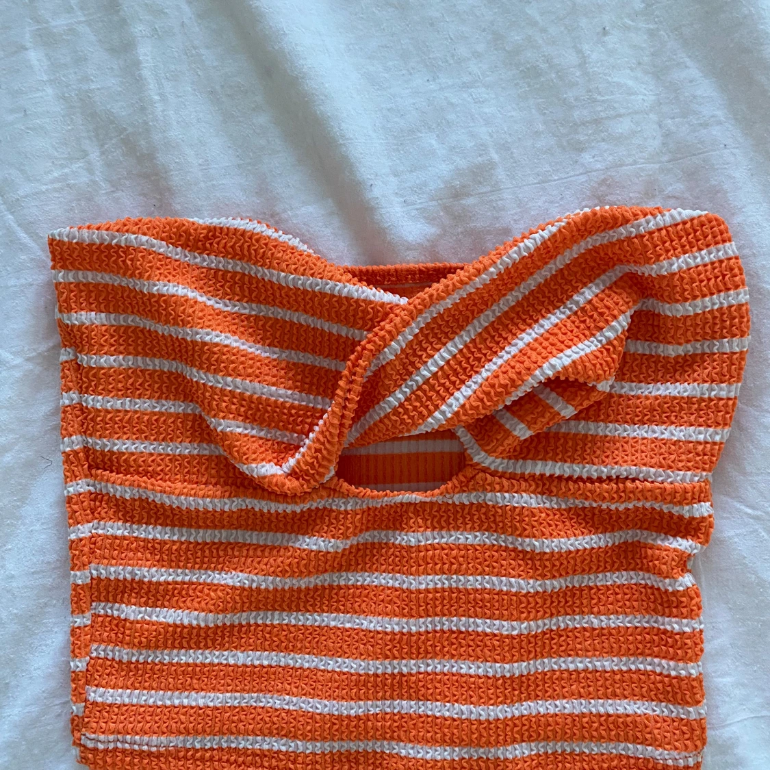 Orange och vit randig tubtopp - 91