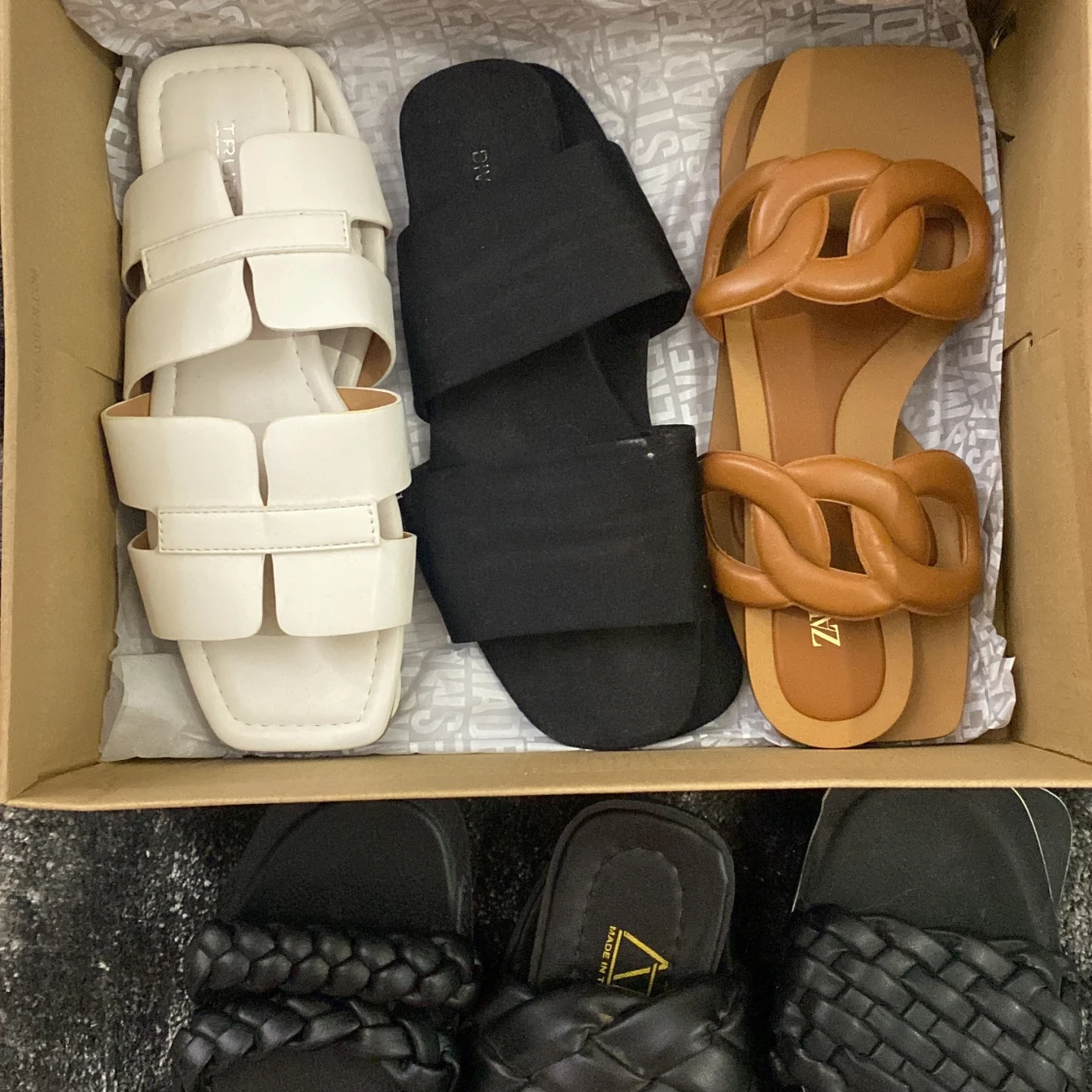 6 par! Tofflor/sandaler - 90