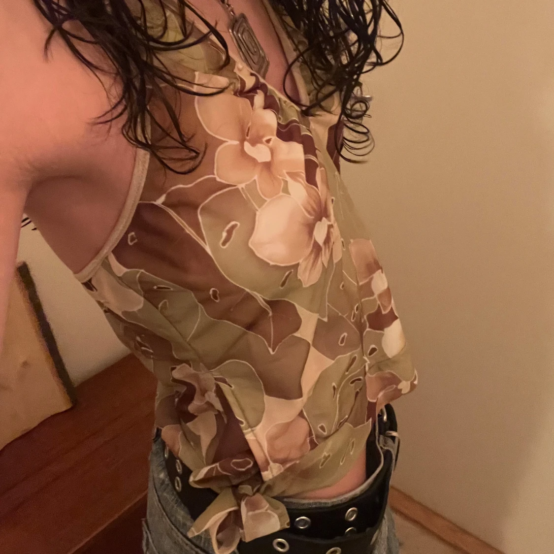 Blommig halterneck topp - 91