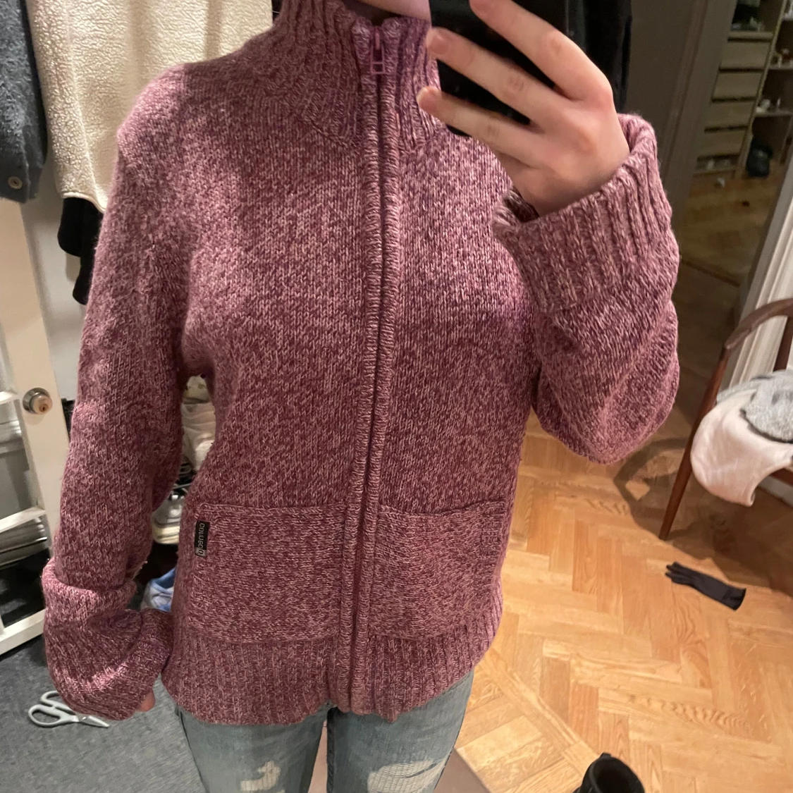 Rosa stickad kofta - 1