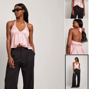 Rosa satinlinne med knytband - Jättesöt fest/ sommartopp, helt oanvänd med prislapp kvar. Säljer då den inte passar mig🙌