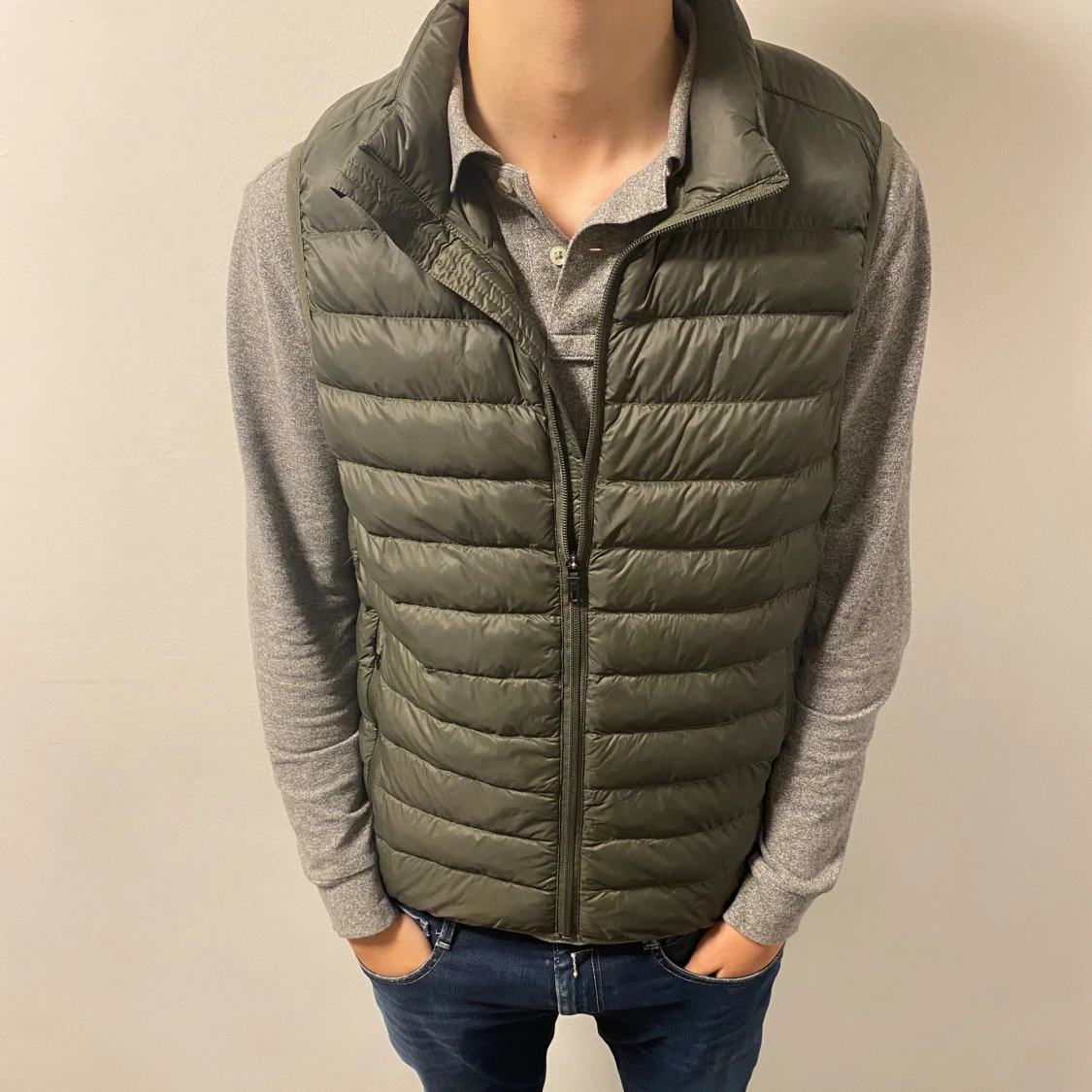 Grön quiltad dunväst