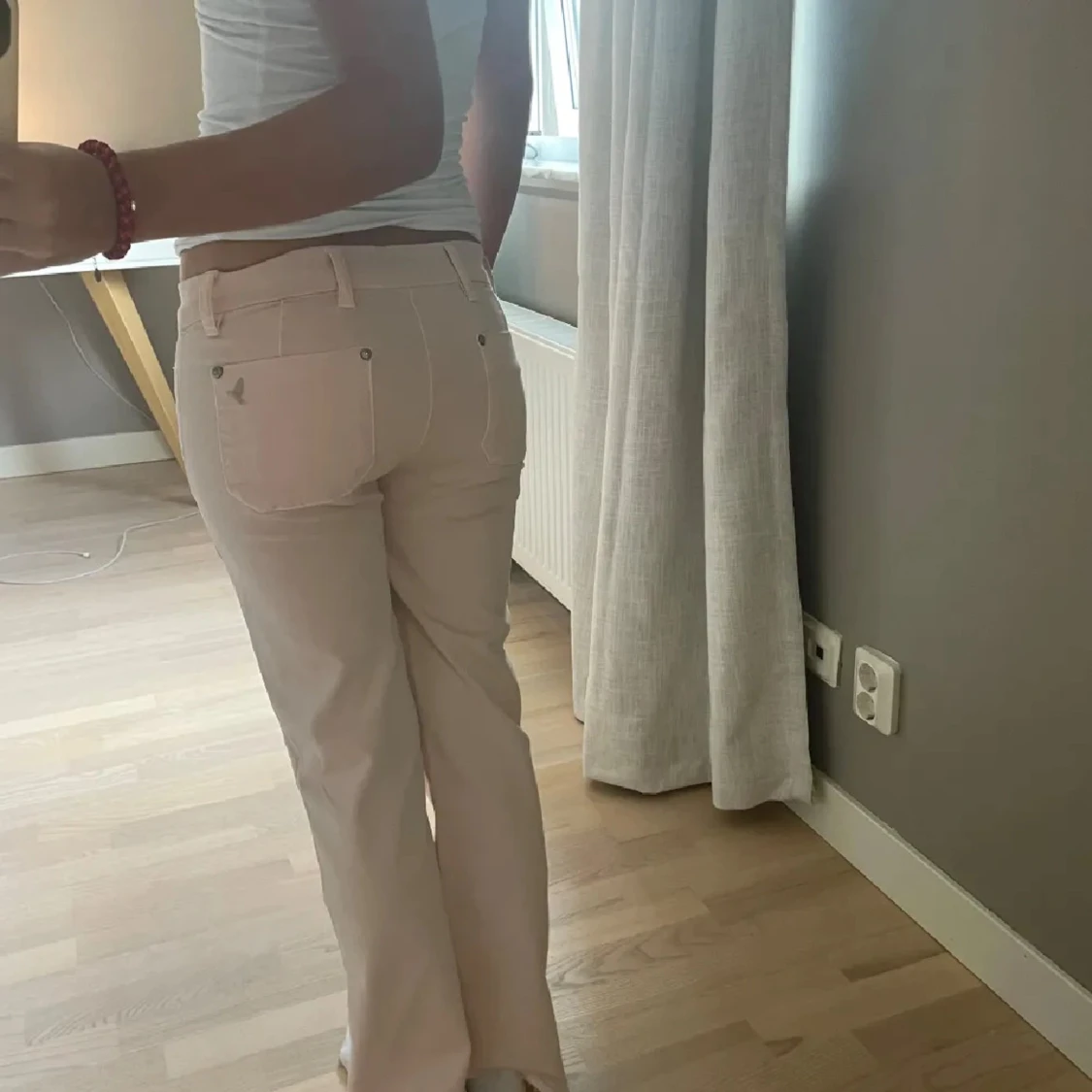 Rosa lågmidjade jeans 