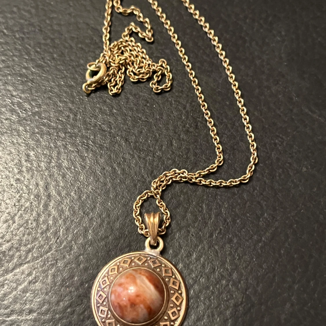 Nordic VintageKalevala Koru - Classic Bronze and Granite Necklace - Finland - 91