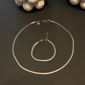 Silver halsband och matchande armband från Edblad  - Elegant set med ett silverfärgat halsband och matchande armband från Edblad💖 Säljer för att jag byter till guldsmycken😇