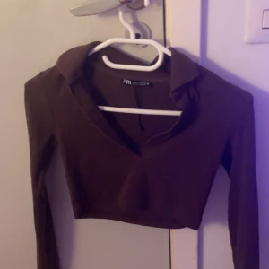 Brun croppad topp från Zara - Oanvänd. Brun zara lång armad tröja, väldigt fin och kort. Frakten står jag ej för och om man vill se hur den är på får man gärna skriva så skickar jag! ☺️❤️
