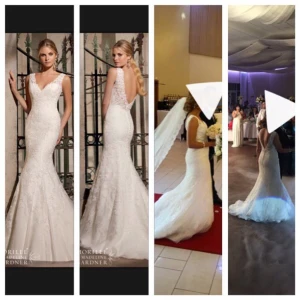 Brudklänning  - Brudklänning, stl. 36 (S).   Från början Stl 38 men insytt till 36. Kan sys ut igen. Underkjol ingår.  Klänningen behöver kemtvättas.